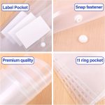 Vobou 12 Pack Plastic Envelopes Binder Pocket 11 Holes Expandable Binder Folders for 2/3/4 Ring Document Pouch, Snap Button and Lable Poly Envelopes for School, Home and Office, 6 Assorted Color - Image 4